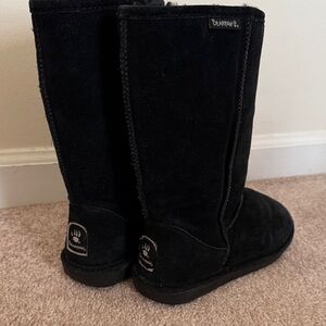 BearPaw Tall Black Suede Winter Boots